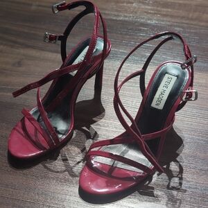 Steve Madden Red Patent Strappy Stiletto Sandals 6.5